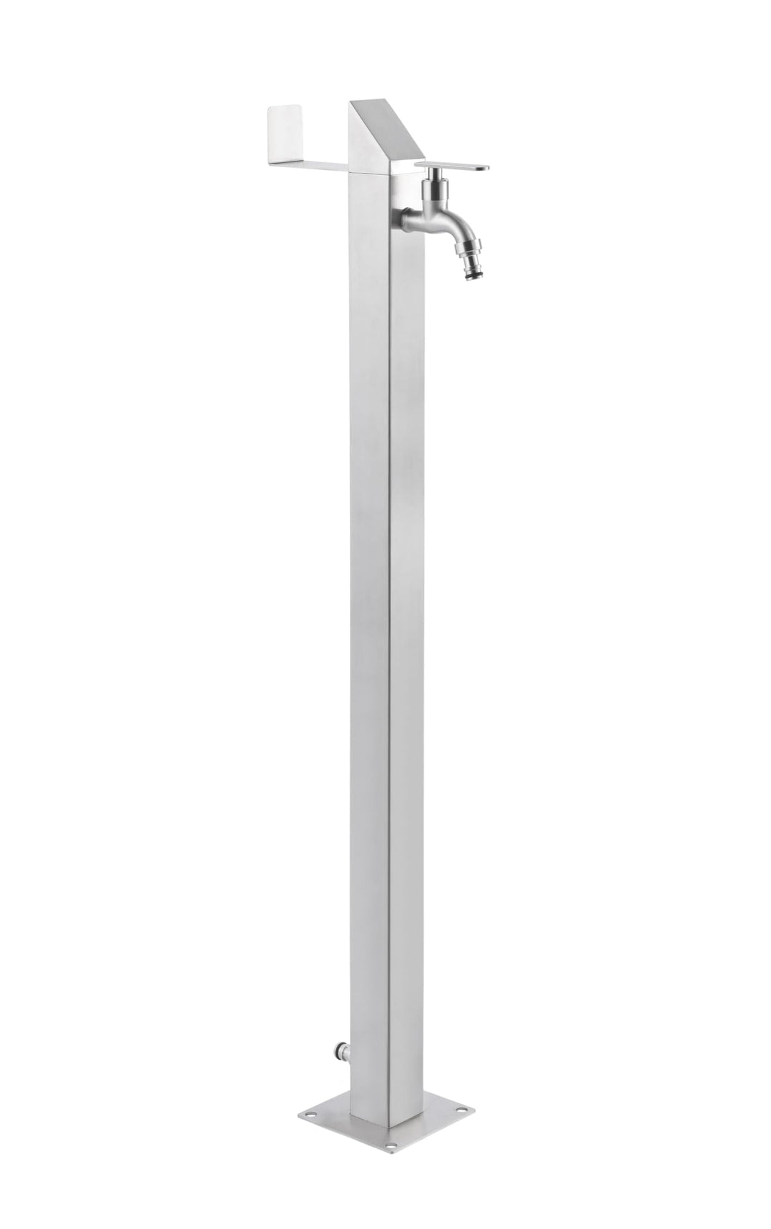 Edelstahl Wasserzapfstelle 93 cm, Garten Wasserhahn Säule aus Edelstahl 304 gebürstet, 2 Hahnanschlü