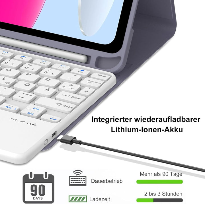Hülle Tastatur für iPad (A16) 11/10 Generation (2025/2022) 11/10.9 Zoll | Mit Trackpad Magnetisch Ab