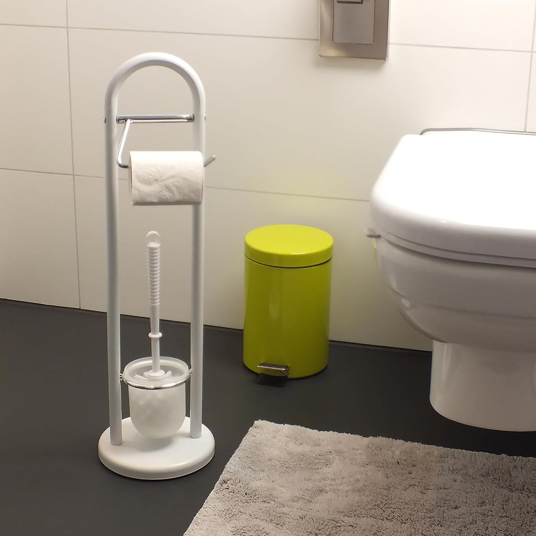 Kela 20975 Toilettengarnitur, WC-Bürstentopf und Papierhalterung, Linda, Metall, 65,5cm, Weiss, Weis
