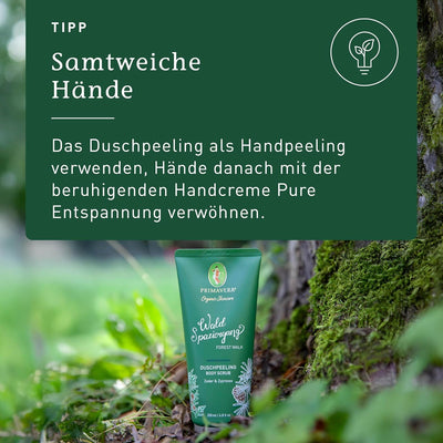 PRIMAVERA Waldspaziergang Duschpeeling 200 ml – Körperpeeling, Naturkosmetik – Zeder, Zypresse Duft