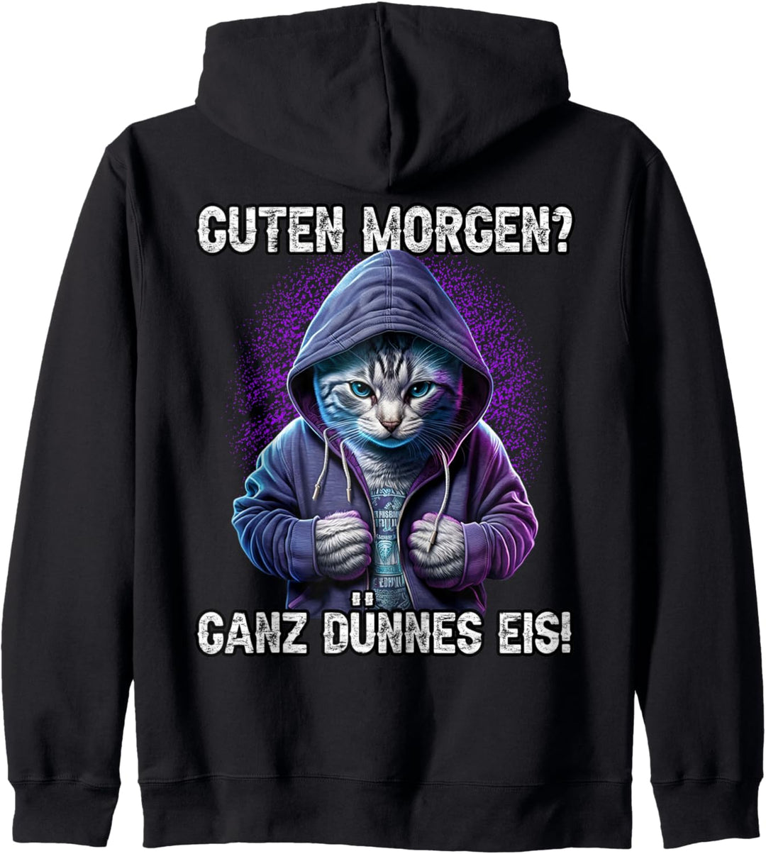 Guten Morgen? Ganz Dünnes Eis! Lustiges Katzen Kaffee Kapuzenjacke