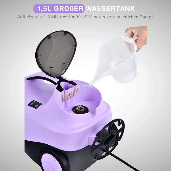 FANTASK 2000-W-Dampfreiniger bis zu 108 ° C, Tank: 1,5L, mit 19 Zubehör und integrierter Kindersiche