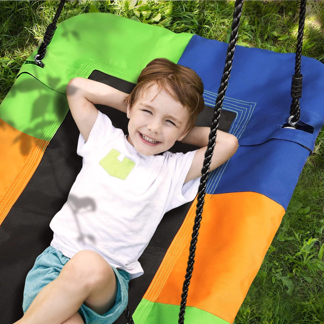 Dripex Nestschaukel Tellerschaukel Square 115 cm x 75 cm Kinderschaukel bis 200 KG Baumschaukel Vers