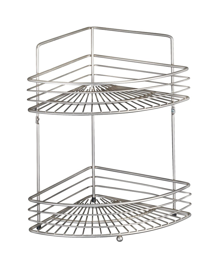 WENKO Eckwandregal Milano mit 2 Etagen - 2 Etagen, Stahl, 31.5 x 37 x 22 cm, Matt Matt 2 Etagen, Mat