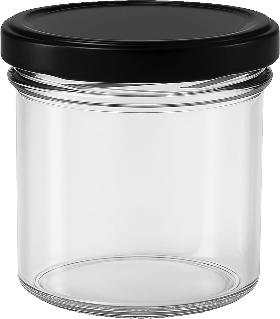 Vitrea 50x Marmeladengläser 125 ml - mit Deckel Schwarz TO 66 - Einmachgläser zum befüllen mit Schra