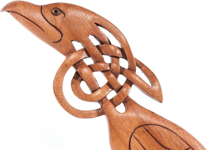 Windalf Vintage Celtic Holzbild Wandbild Celtic Raven 27 cm Links schauend Vikings Odins Raben Vikin