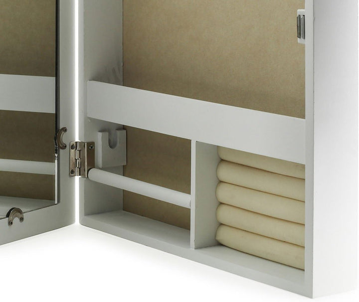 levandeo Schmuckkasten Fotorahmen Bilderrahmen Spiegel in weiss für 5 Fotos - 45x32x7cm Schmuckaufbe