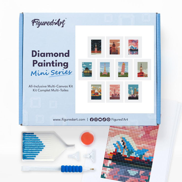 Figured'Art Mini Serie Diamond Painting Erwachsene - Weltstädte - Premium-Box mit 10 Stück 15x18 cm