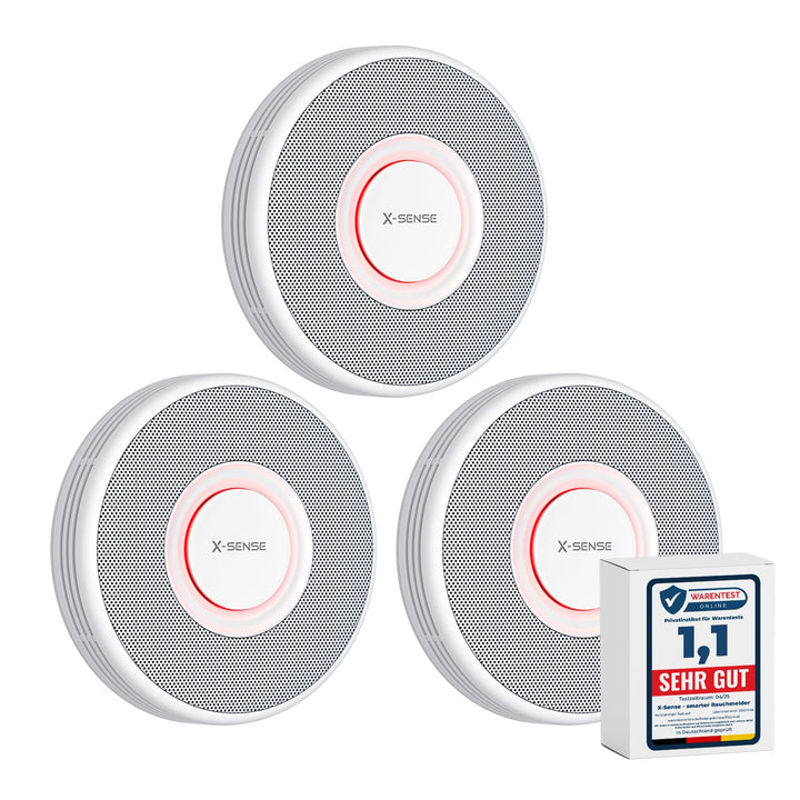 X-Sense Smarter Rauchmelder WLAN mit Sprachausgabe und 17 Standorten, Feuermelder, Rauchmelder verne