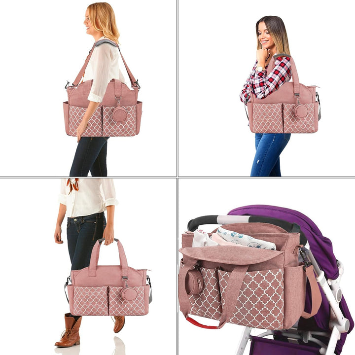 Wickeltasche Baby Gross, 13 Fächer Kinderwagen Windeltasche, Wasserabweisende Babytasche mit Schnull