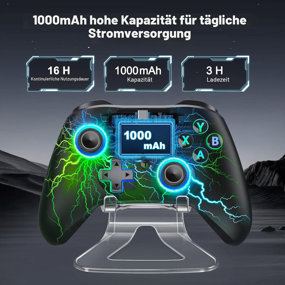 Controller PC, 2.4GHz Wireless PC Controller mit Hall Trigger/Cooles RGB Licht/1000mAh, Gaming Contr