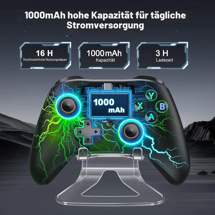 Controller PC, 2.4GHz Wireless PC Controller mit Hall Trigger/Cooles RGB Licht/1000mAh, Gaming Contr