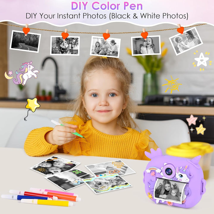 Kinderkamera Sofortbildkamera, Digitalkamera für Kinder mit Druckpapier 32G TF Karte, 2,4 Zoll Bilds