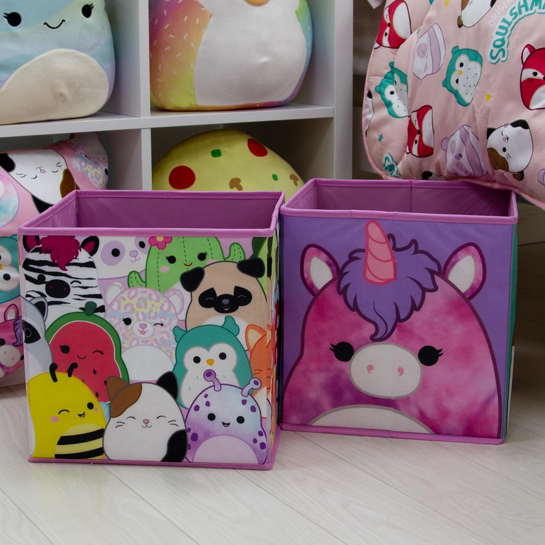 Character World Squishmallows Offiziell lizenzierte Aufbewahrungsboxen, faltbar, Katze, Einhorn-Desi