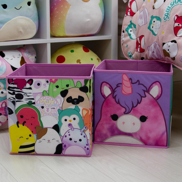 Character World Squishmallows Offiziell lizenzierte Aufbewahrungsboxen, faltbar, Katze, Einhorn-Desi