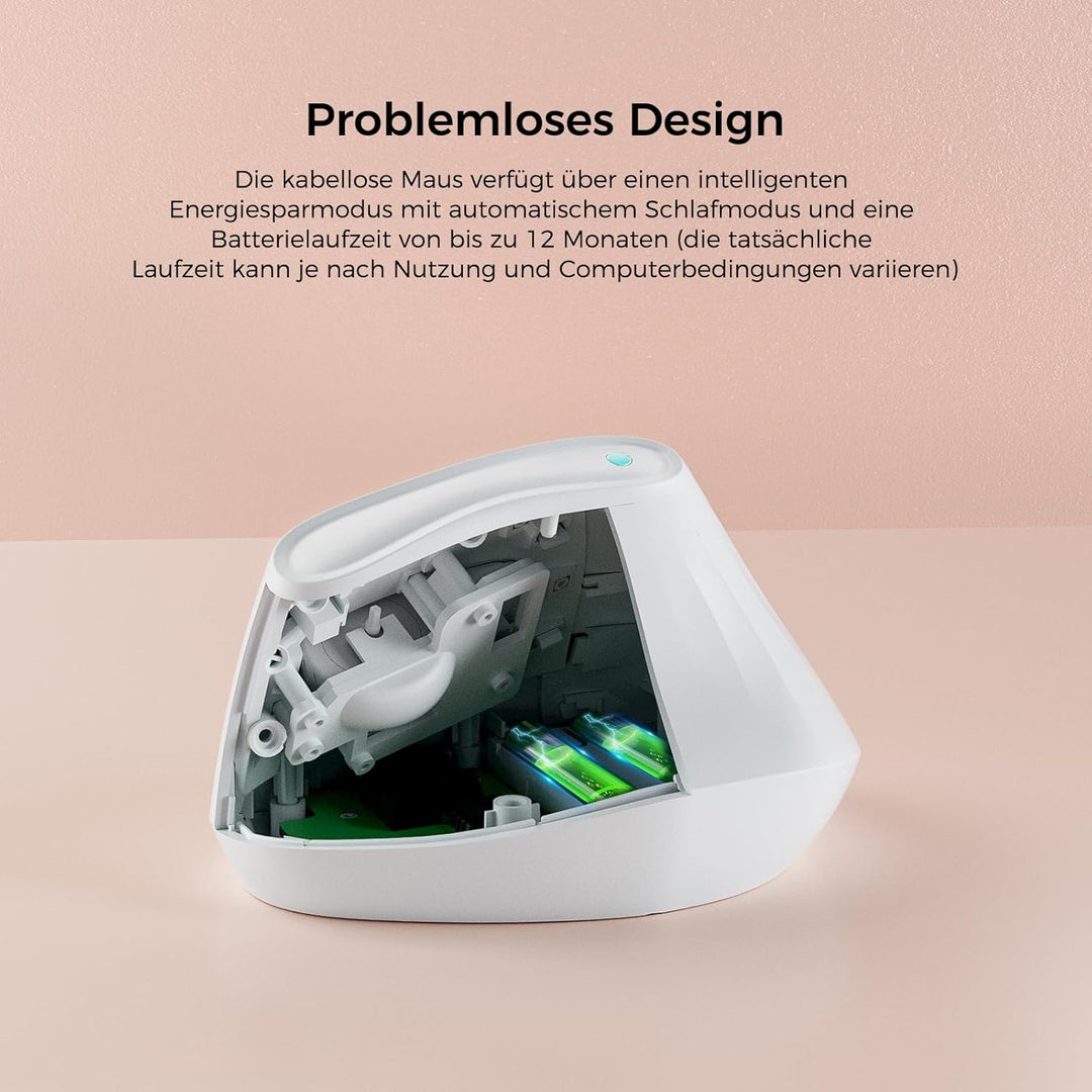 KYSONA Vertikale Ergonomische Maus 57°, Kabellos Bluetooth & 2,4 GHz, 5 DPI-Stufen, Leise Klicks, Ha