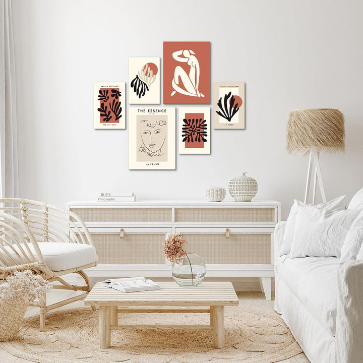 Novart Bilder Set - AUFHÄNGFERTIG - KEIN EXTRA RAHMEN BENÖTIGT - Matisse Modern Vintage Abstrakt - W