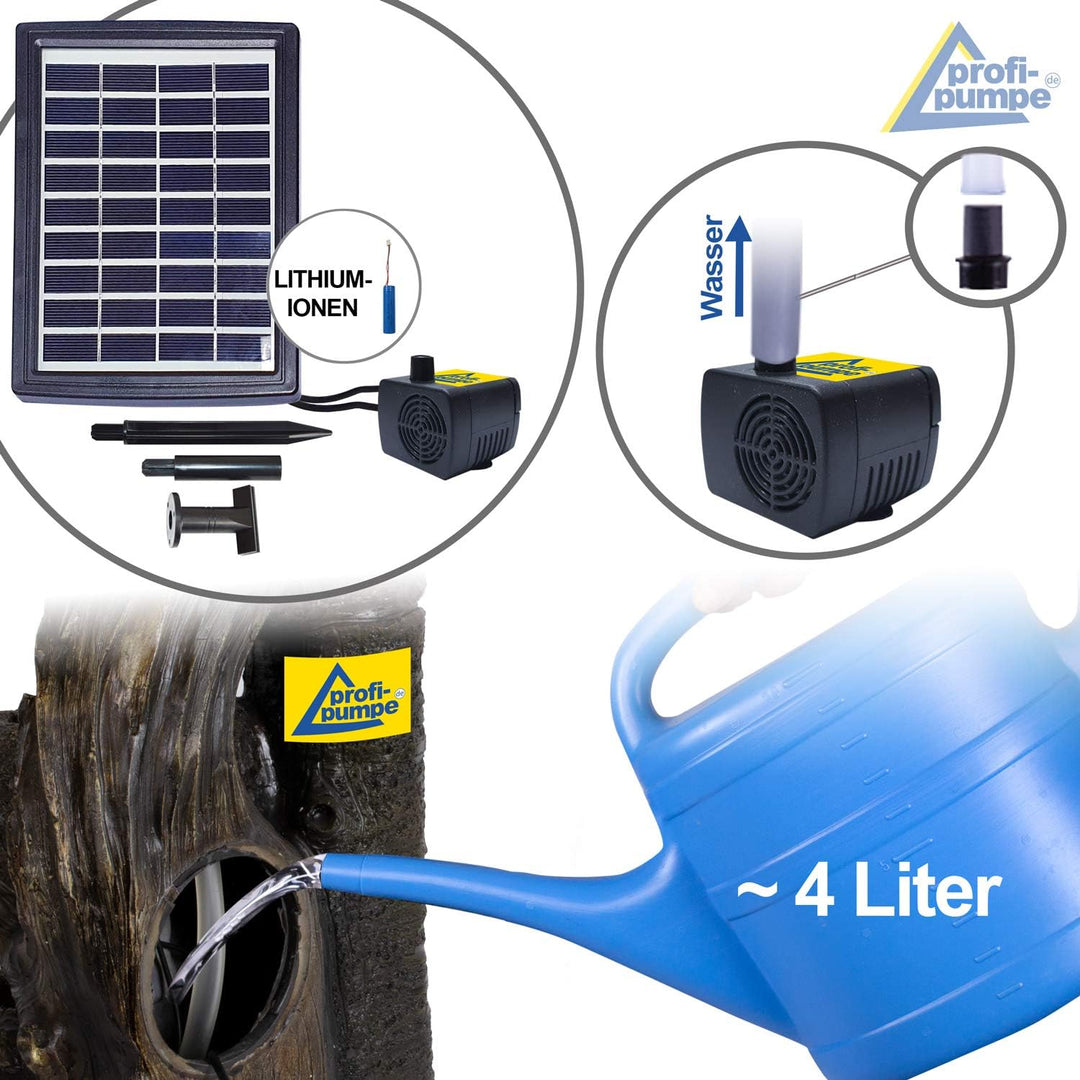 Solar Gartenbrunnen Brunnen Zierbrunnen Zimmerbrunnen Springbrunnen Brunnen mit LED-Licht und Li-Ion