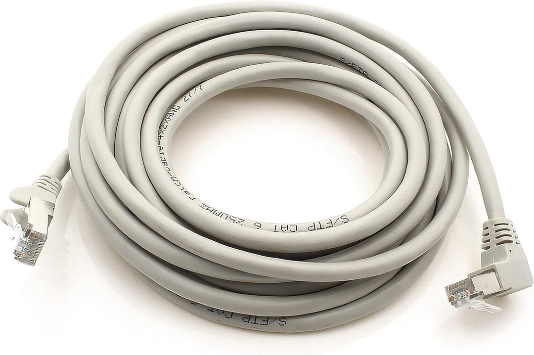 1aTTack.de 366262 Cat.6 Netzwerkkabel Winkel 90 Grad 10m - grau - 5 Stück - Cat6 Patchkabel (SFTP PI