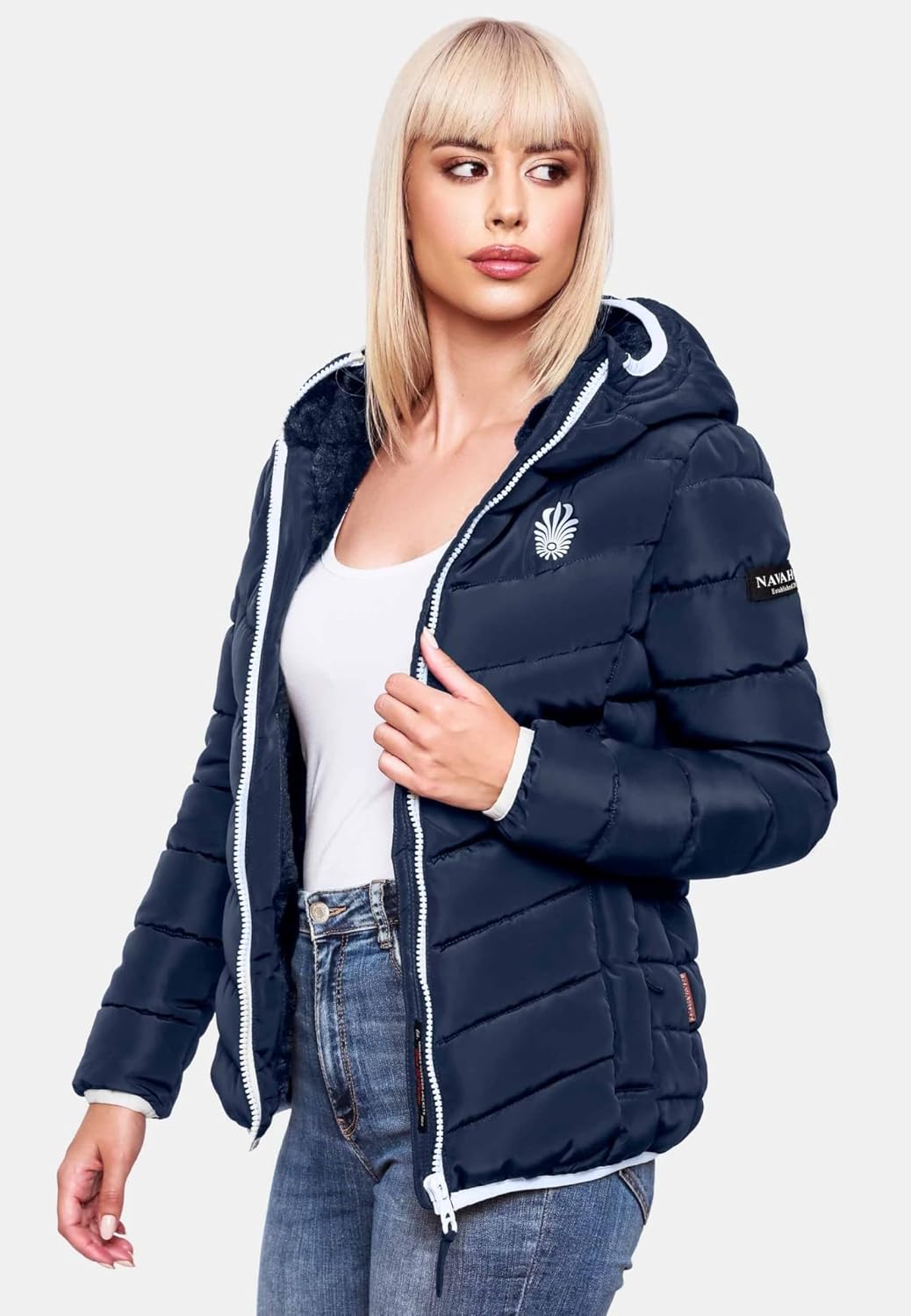 Navahoo Damen Jacke Steppjacke Übergangsjacke gesteppt Stepp Herbst B675 S Navy, S Navy