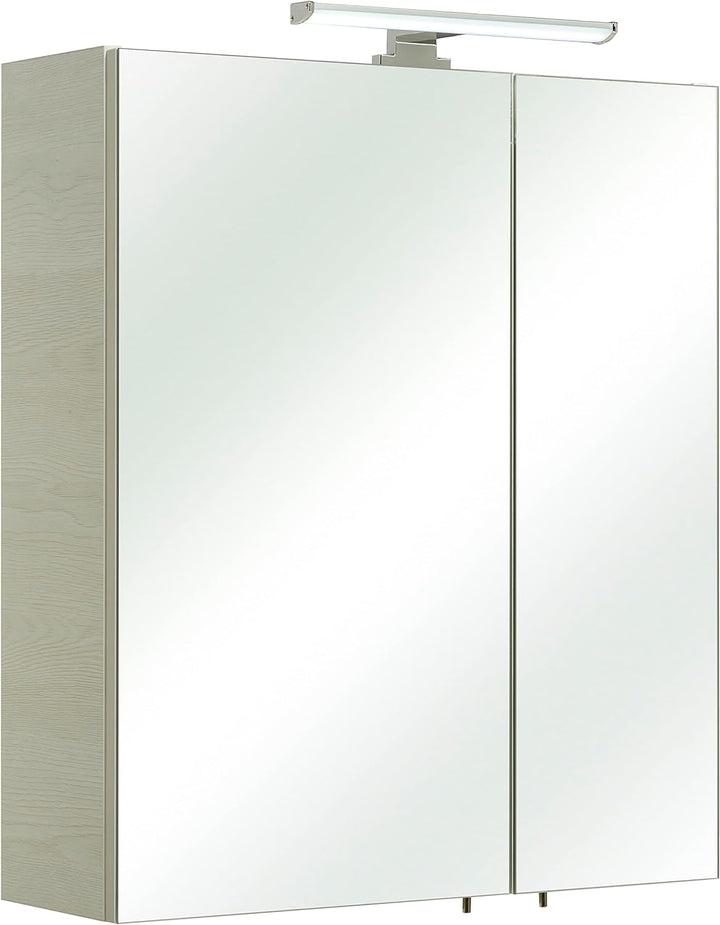 Pelipal Quickset 936 Spiegelschrank 86-I, Holzwerkstoff, Eiche Weiss quer NB, 70x60x20 cm Eiche Weis