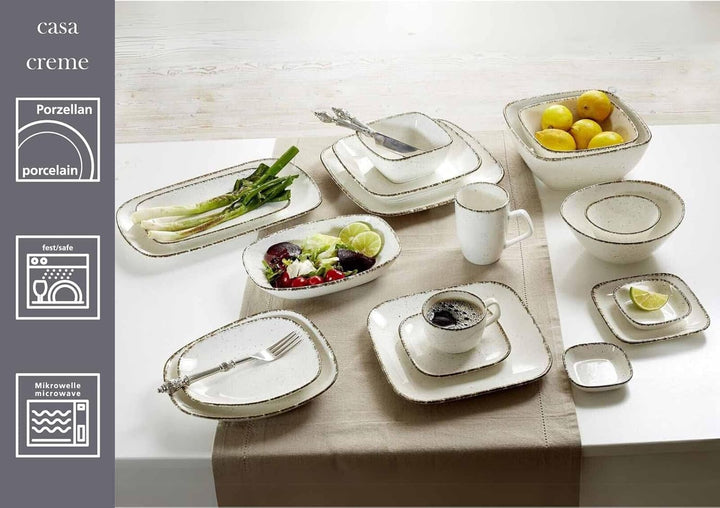 Ritzenhoff & Breker Suppenteller-Set Casa 4-teilig, 23 x 16 cm, Ovale Teller im Vintage-Look, Mix &