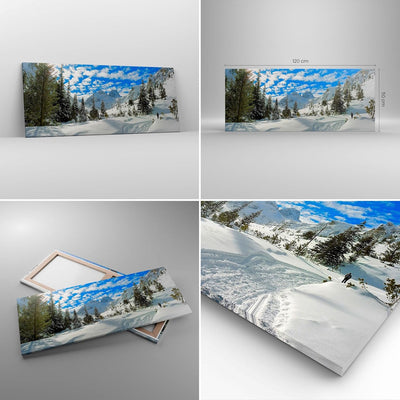 Wandbilder Dekoration Wohnzimmer Tal Wolken Lawine Sport Panorama Bilder auf Leinwand 120x50cm Leinw