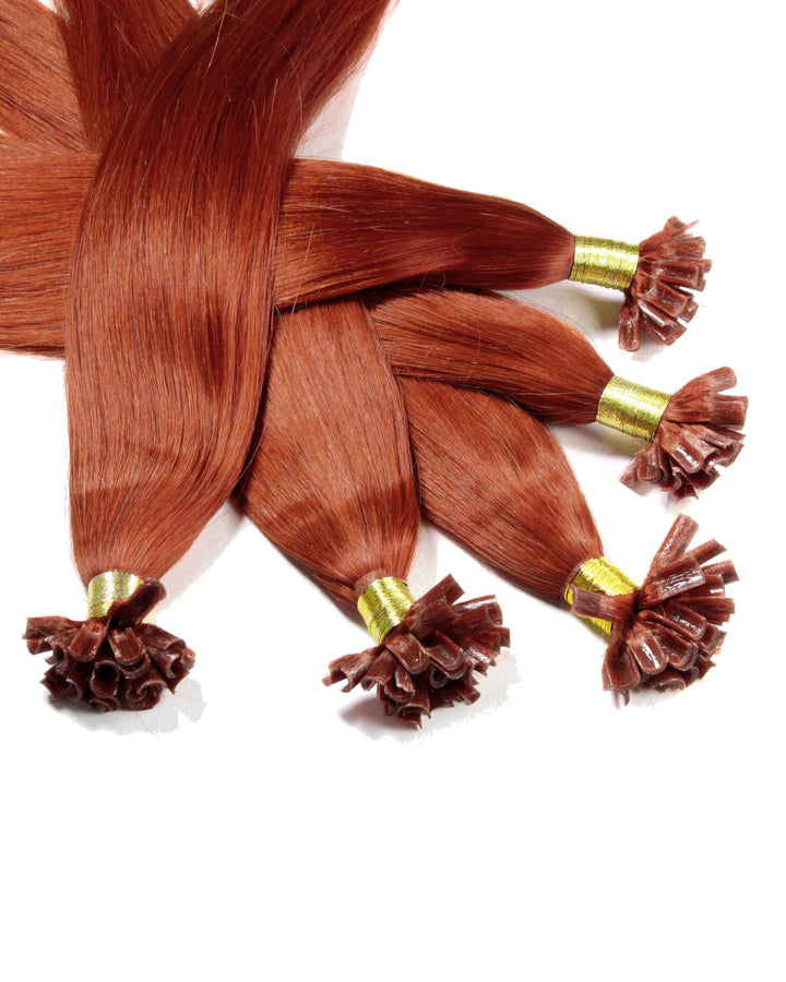 hair2heart Extensions Echthaar Bondings Glatt - 200 Strähnen 0.5g 60cm Kupferrot 
