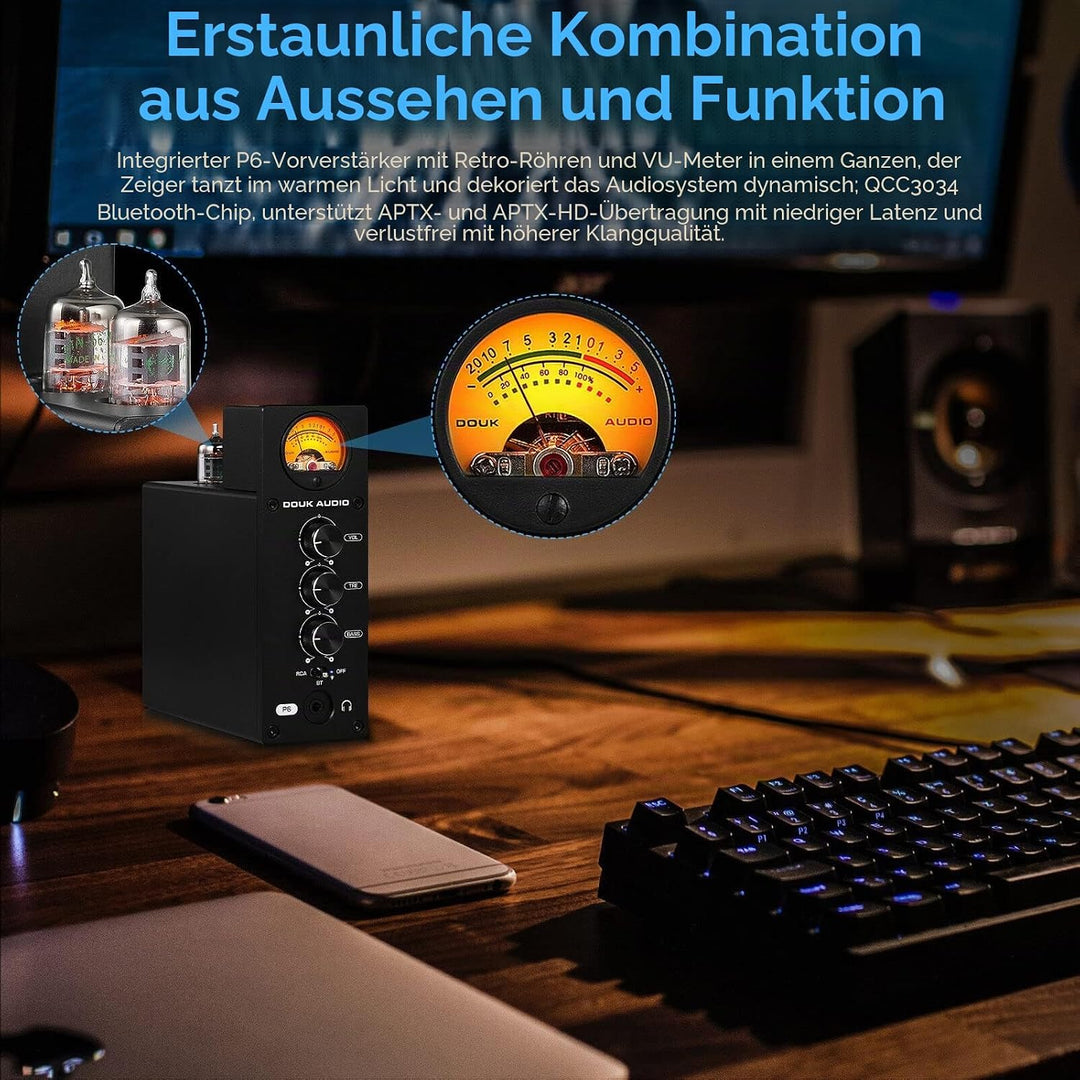 Douk Audio P6 HiFi Bluetooth Röhrenvorverstärker Stereo Audio Verstärker Kopfhörer Verstärker Tube P