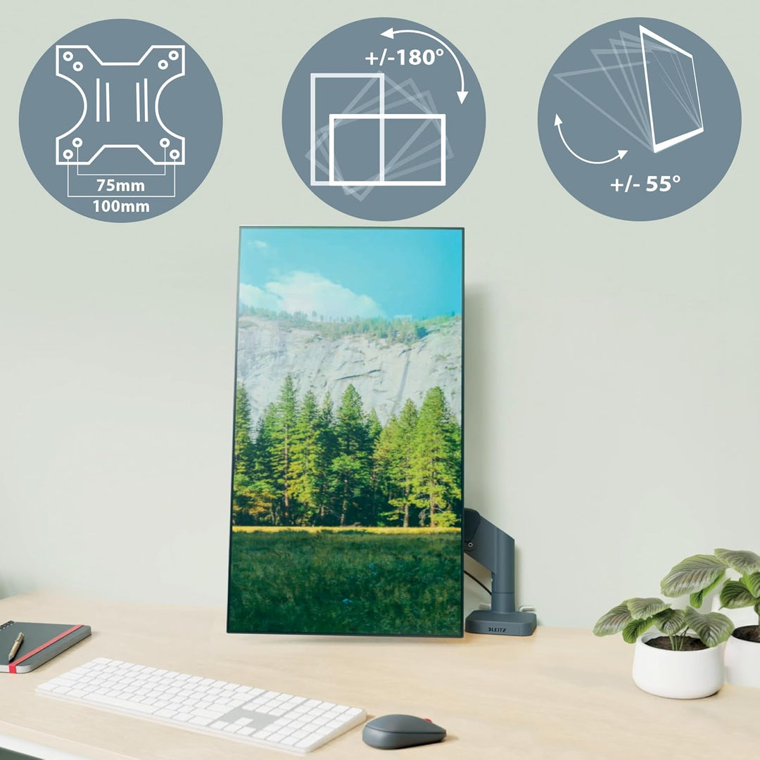Leitz Ergo Set platzsparender Monitor- und Notebookarm mit MyBox Aufbewahrungsschale und hochwertige