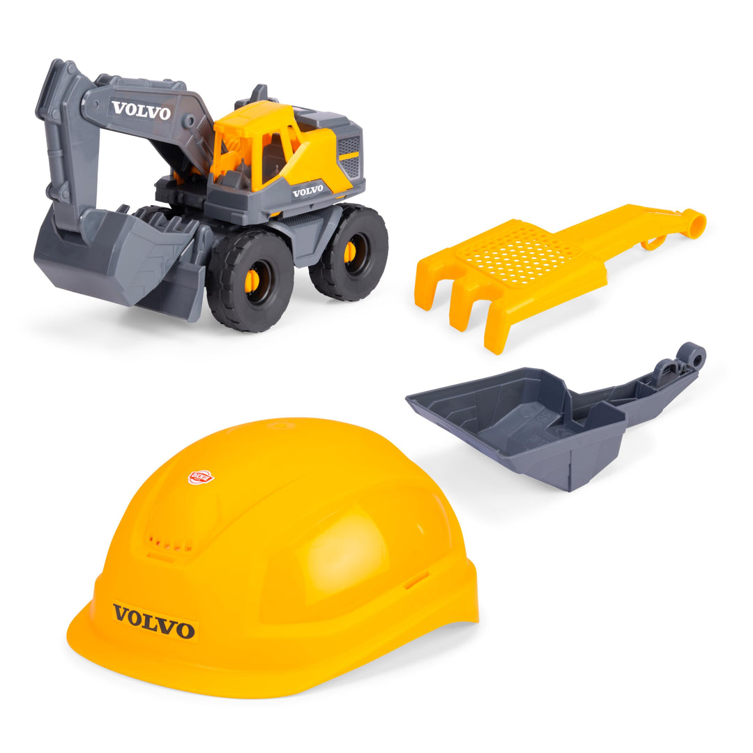 Dickie Toys - Volvo Baustellen-Set Tough Excavator (4-TLG.) - grosser Spielzeug-Bagger (26 cm) mit H
