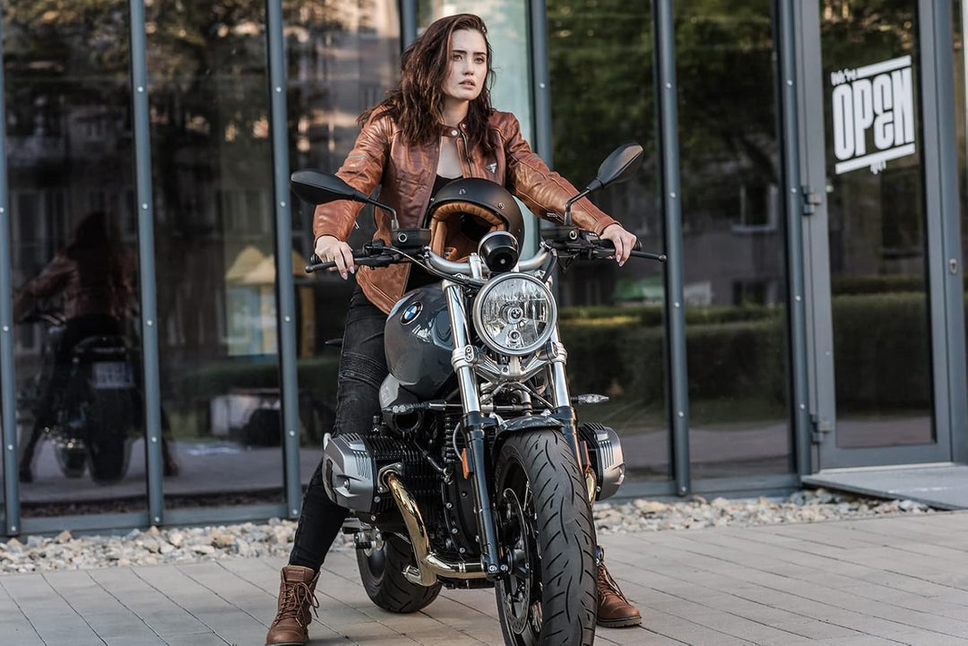 SHIMA THOMSON Lady, Motorradsteifel Damen - Verstärkte Leder Motorradschuhe mit Seitlichem Reissvers