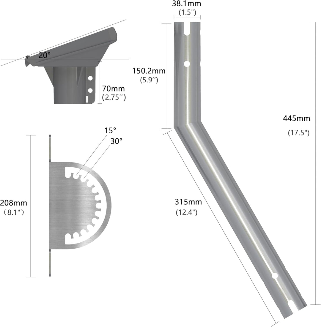 Starlink Wandhalterung Gen 3 Edelstahl mit Rohradapter Standard V3 Halterung Lang Pivot Wall Mount K