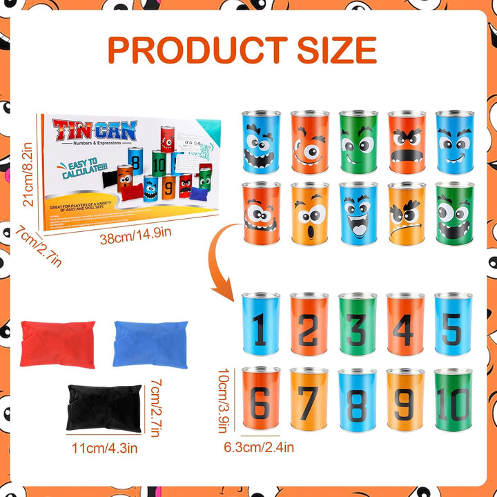 Dosenwerfen Kinder,Dosenwurfspiel für Kindergeburtstag Büchsenwerfen Garten,10 Dosen und 3 Bean Bags