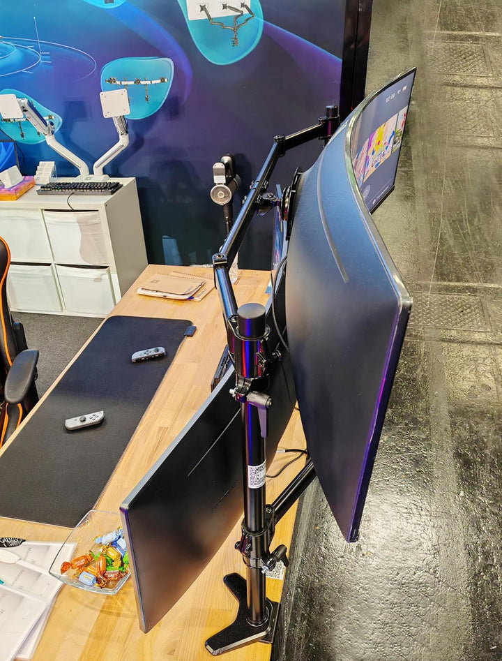 HFTEK - Monitor Tischhalterung für grosse Bildschirme bis 20kg pro Monitor bis 49 Zoll Bildschirme C