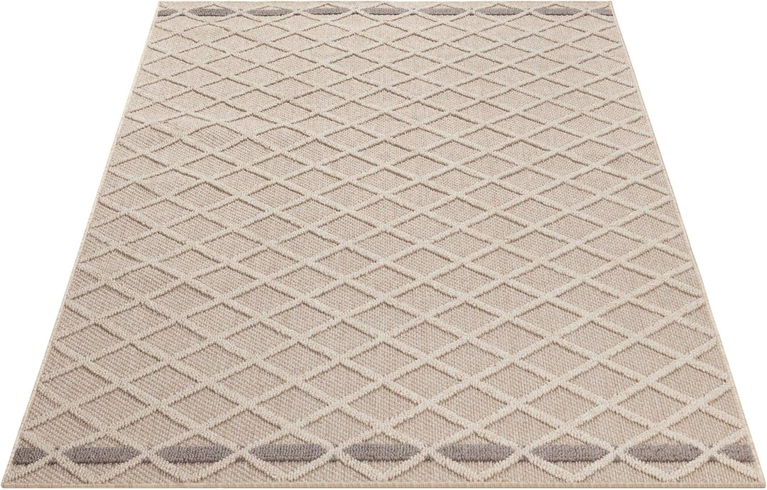 HomebyHome In&amp; Outdoor Teppich Wetterfest, Grau 80x150 cm Teppich Küche, Waschbarer Küchenläufer Fla