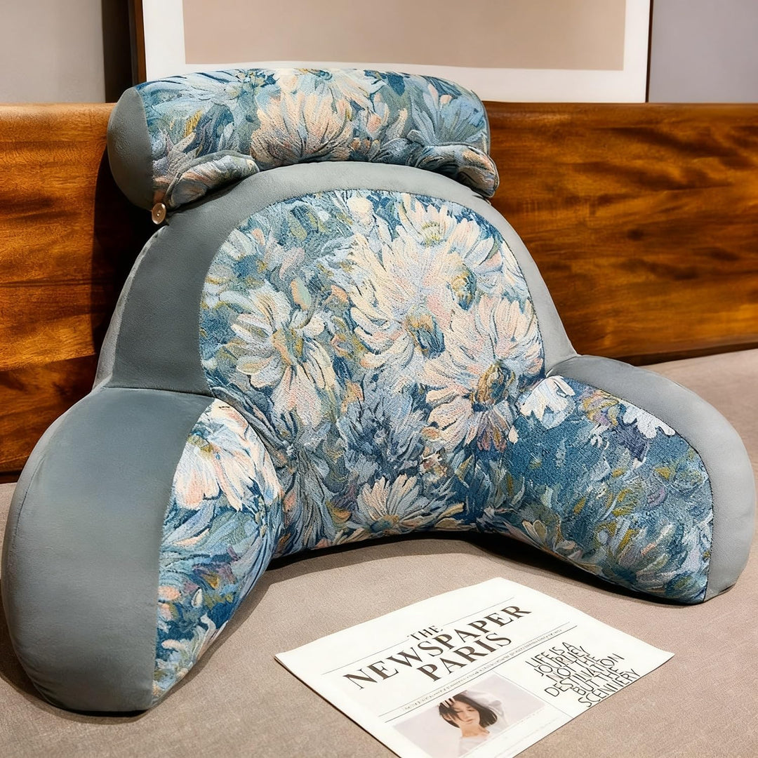Rückenkissen für Bett und Sofa mit Armlehnen Ergonomisches Lesekissen Erwachsene Atmungsaktives Lese