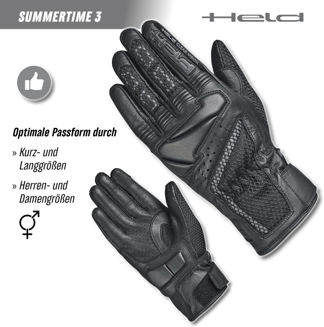 Held Summertime 3 Motorradhandschuhe Damen - Motorrad Handschuhe Sommer Touchscreen fähig - Lederhan