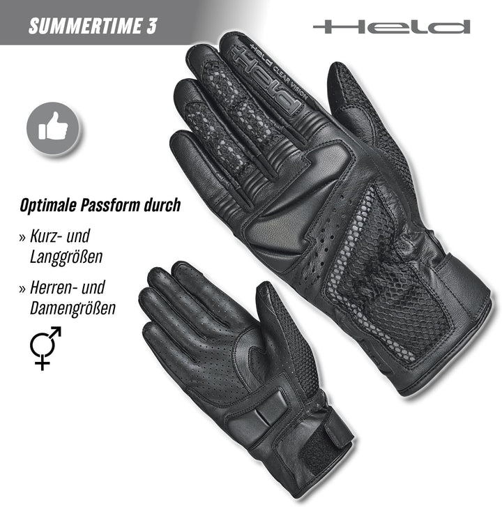 Held Summertime 3 Motorradhandschuhe Damen - Motorrad Handschuhe Sommer Touchscreen fähig - Lederhan
