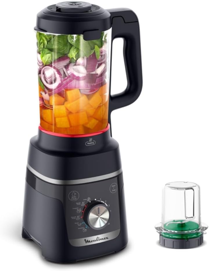 Moulinex Blendforce Cook, Standmixer mit Kochen, heisse und kalte Rezepte, 5 automatische Programme,