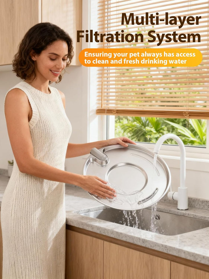 Trinkbrunnen für Hunde, 8L/270 oz Grosse Hundebrunnen/Katzenbrunnen Trinkbrunnen Silver Katzenbrunne