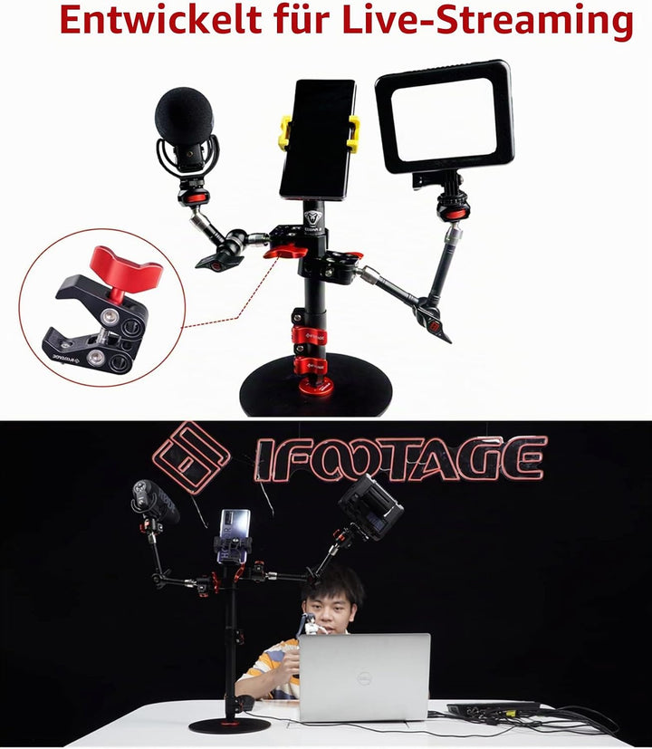 IFOOTAGE PC-01 Kmeraklemme Rohrschelle Grosse Krabbenzange ，Magic Arm Large Super Clamp Krabbenzange