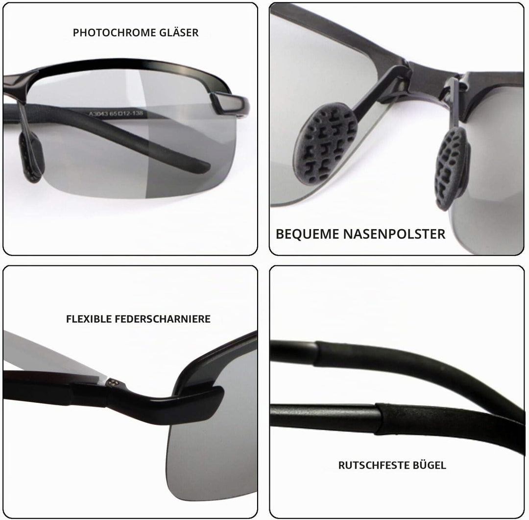 MIRYEA Herren Photochromatisch Sportbrille Polarisiert Sonnenbrille UVA UVB Brillen 3043-schwarz, 30