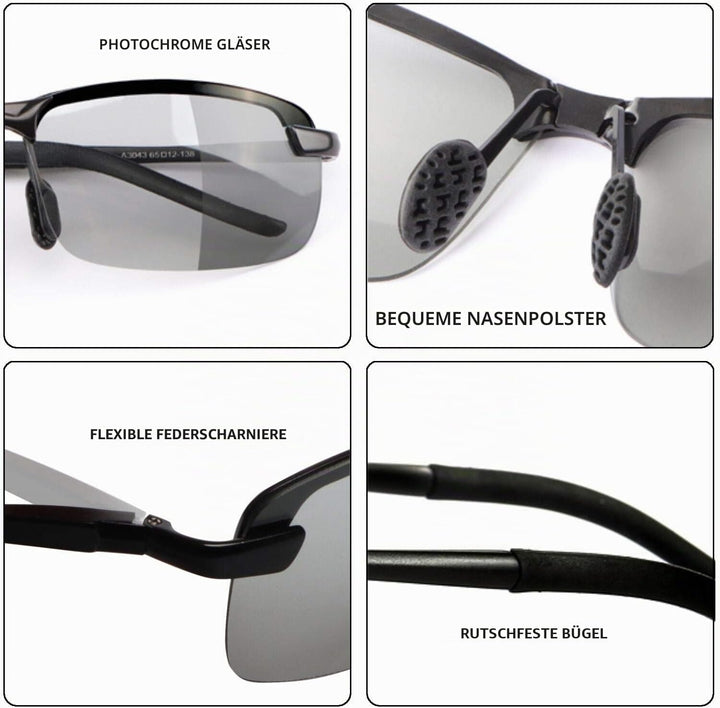 MIRYEA Herren Photochromatisch Sportbrille Polarisiert Sonnenbrille UVA UVB Brillen 3043-schwarz, 30