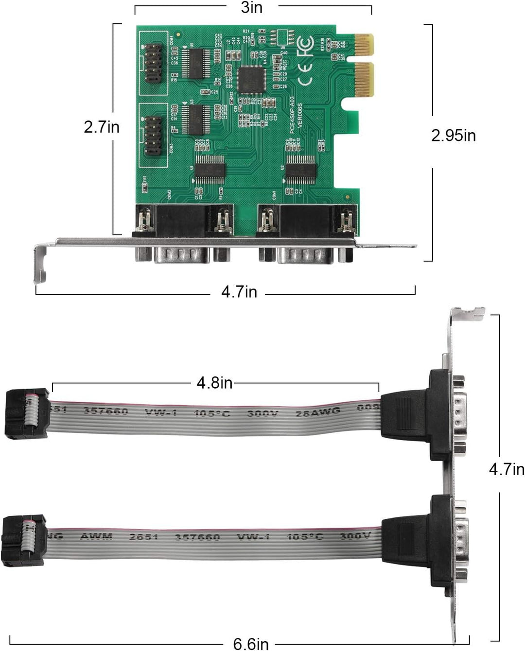 PCI-E zu 4-Port R232 Serieller Port Karte mit Bidirektionalen Geschwindigkeiten von bis zu 250Kbps,