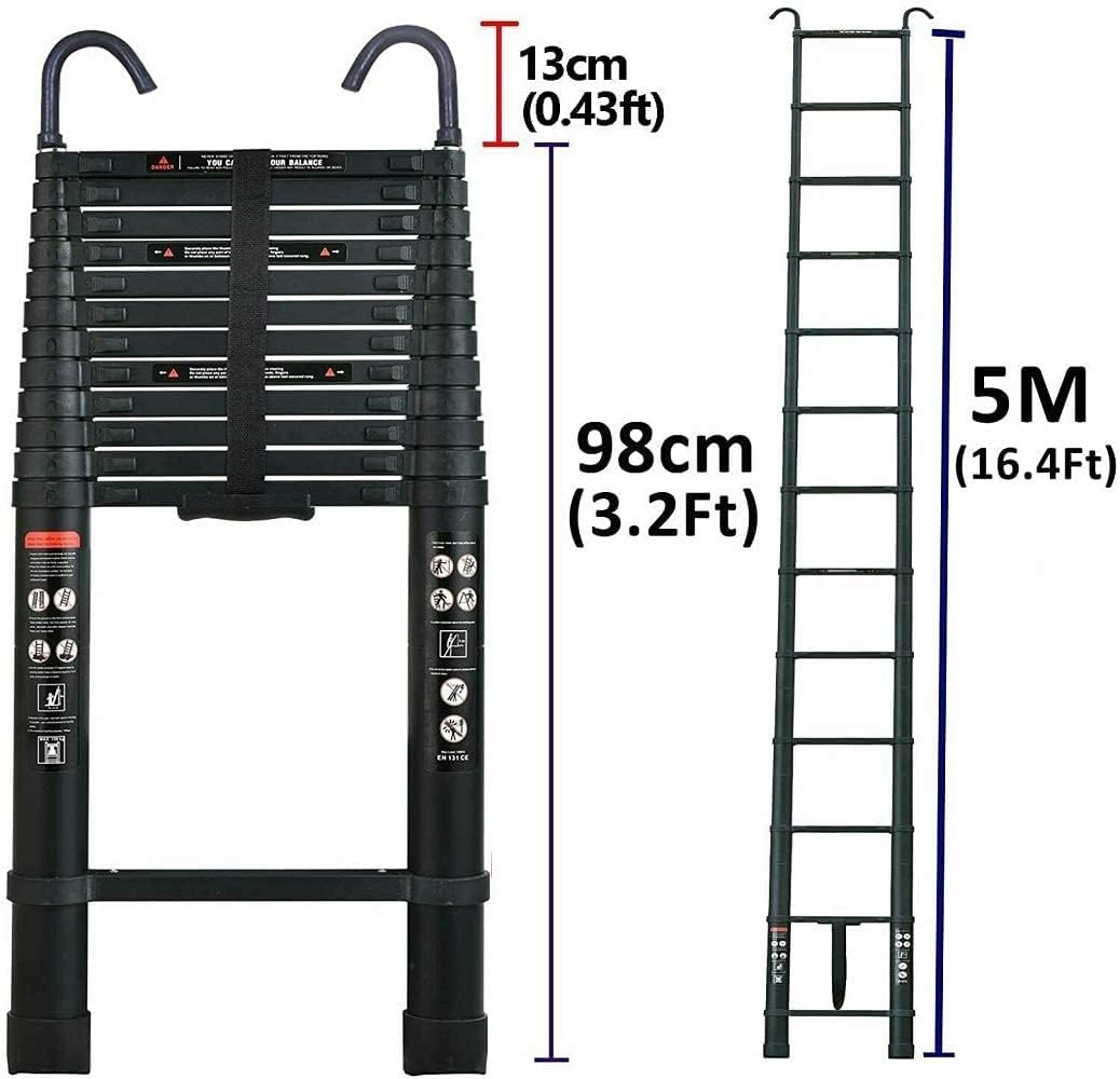 5 m/16,5 FT Teleskop-Klappleitern aus Aluminium EN131-Zertifikat Mehrzweck-Trittleiter Teleskop-Ausz