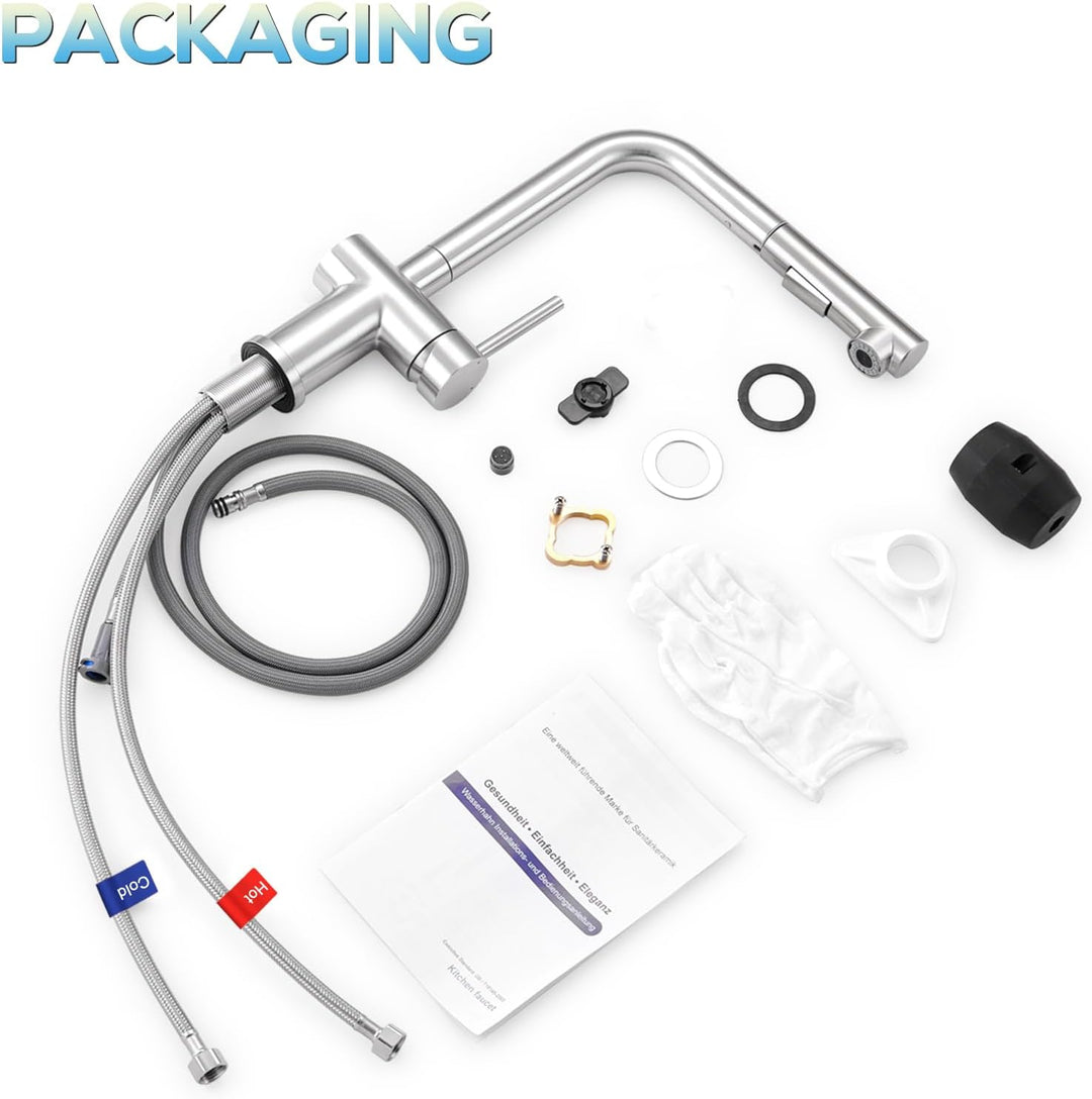 BONADE Wasserhahn Küche Ausziehbar, Hochdruck Küchenarmatur mit Brause 2 Strahlarten, 360° Drehbare