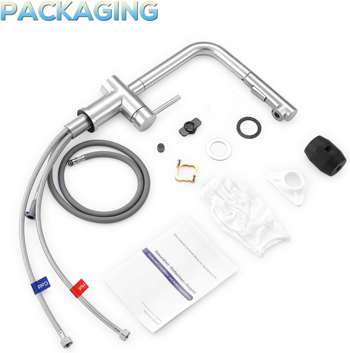 BONADE Wasserhahn Küche Ausziehbar, Hochdruck Küchenarmatur mit Brause 2 Strahlarten, 360° Drehbare