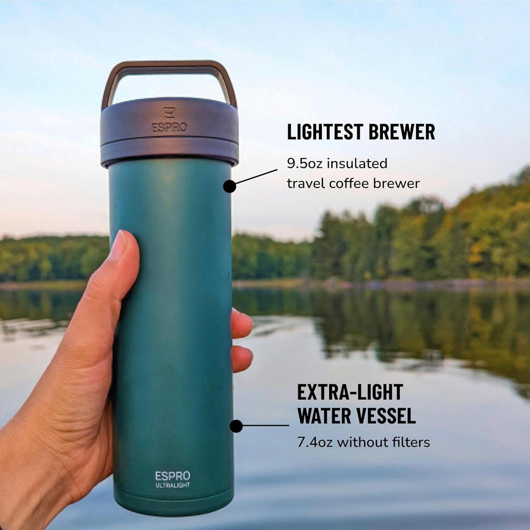 ESPRO Reise French Press Ultralight Mini Coffee Maker mit Thermo-Funktion, 475ml, grün Grün ESPRO Re