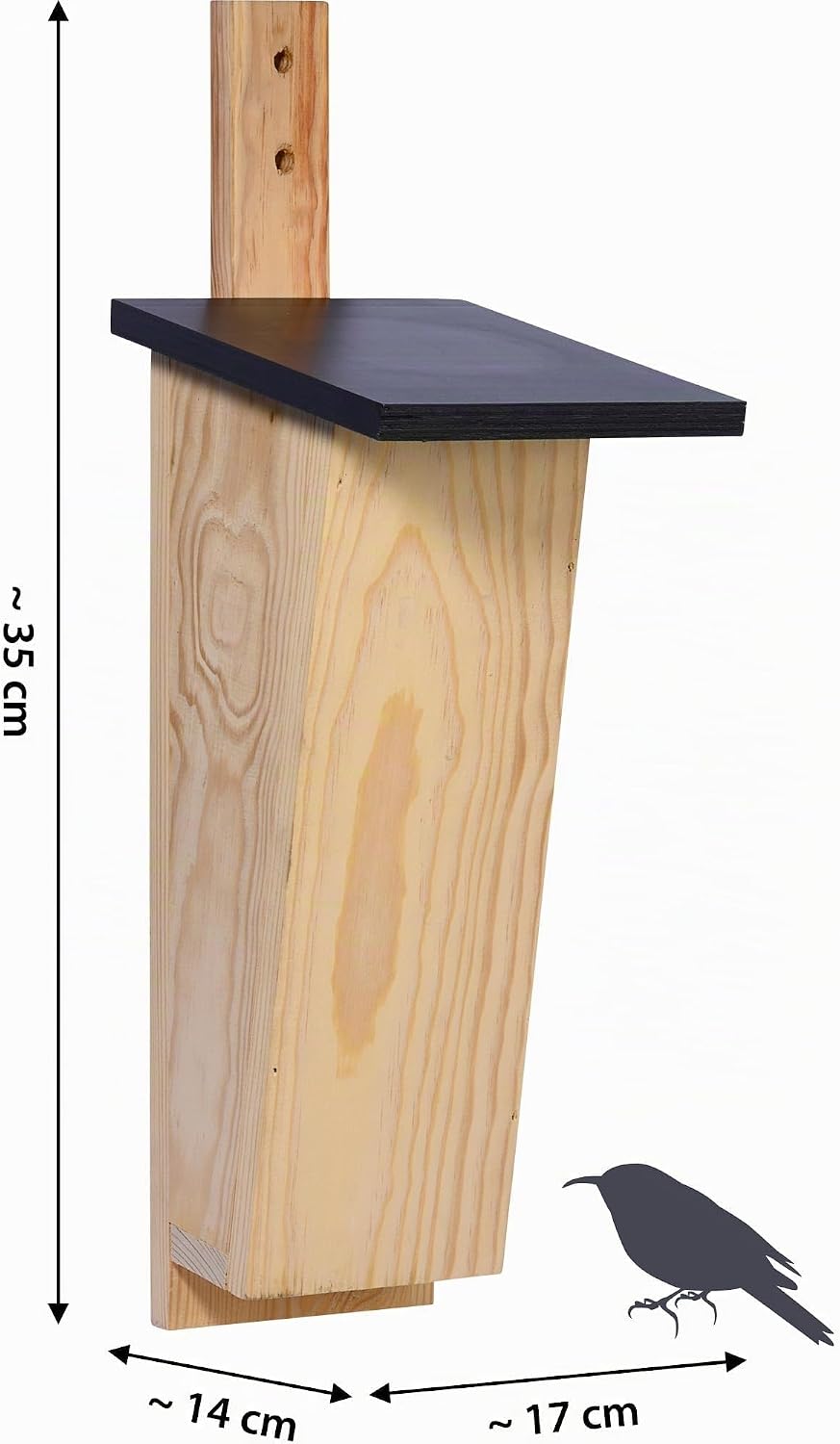 dobar® Spezial-Nistkasten für Baumläufer - Vogelbrutkasten zum Aufhängen - 14 x 17 x 35 cm - Kiefer